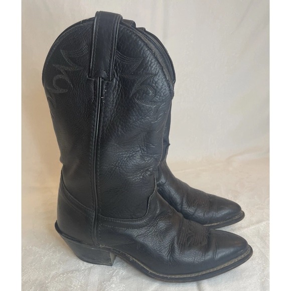 Laredo Shoes - Laredo Womens Cowboy Boots Size 7 Black Leather Vintage Made in USA